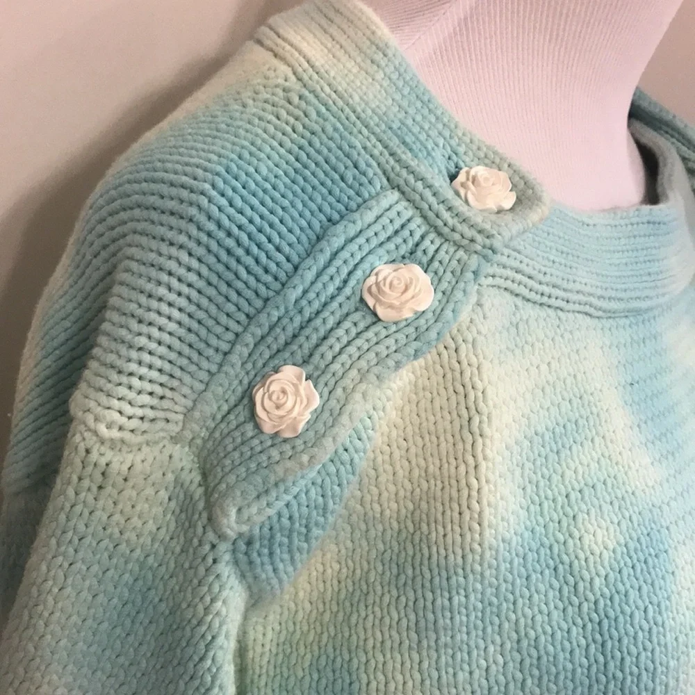 NWT Free People x LoveShackFancy Gallatin Pullover Sweater Aqua Small